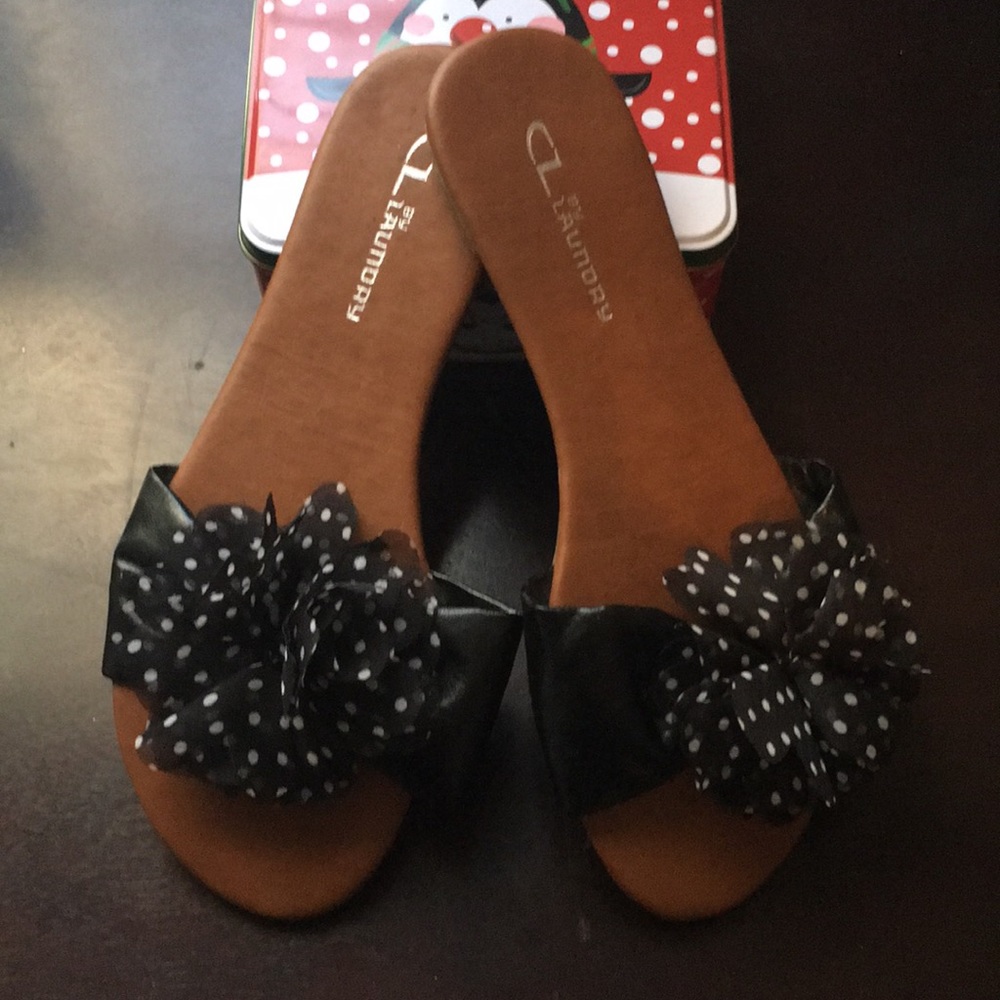 Cl Laundry poka dot ruffle sandals